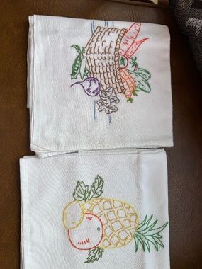 2 47x31 inches hand embroidered tea towels. never used